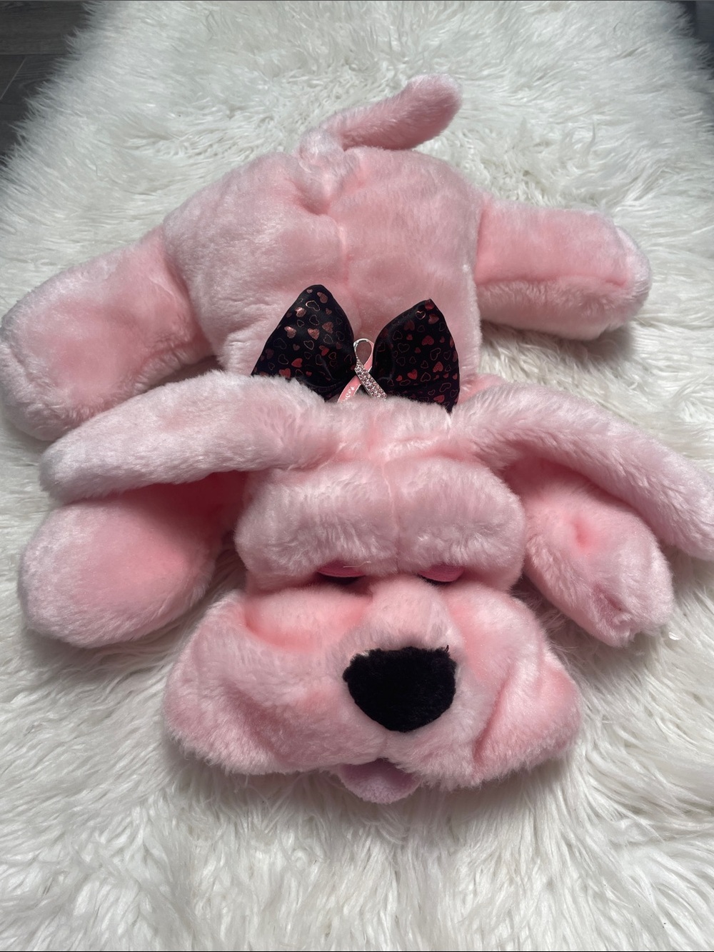 Vintage Kids Of America Pink Dog Plush Stuffed Animal Sad Sleepy Eyes